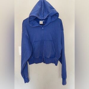 MilkStain Blue Cropped Zip Hoodie NWT